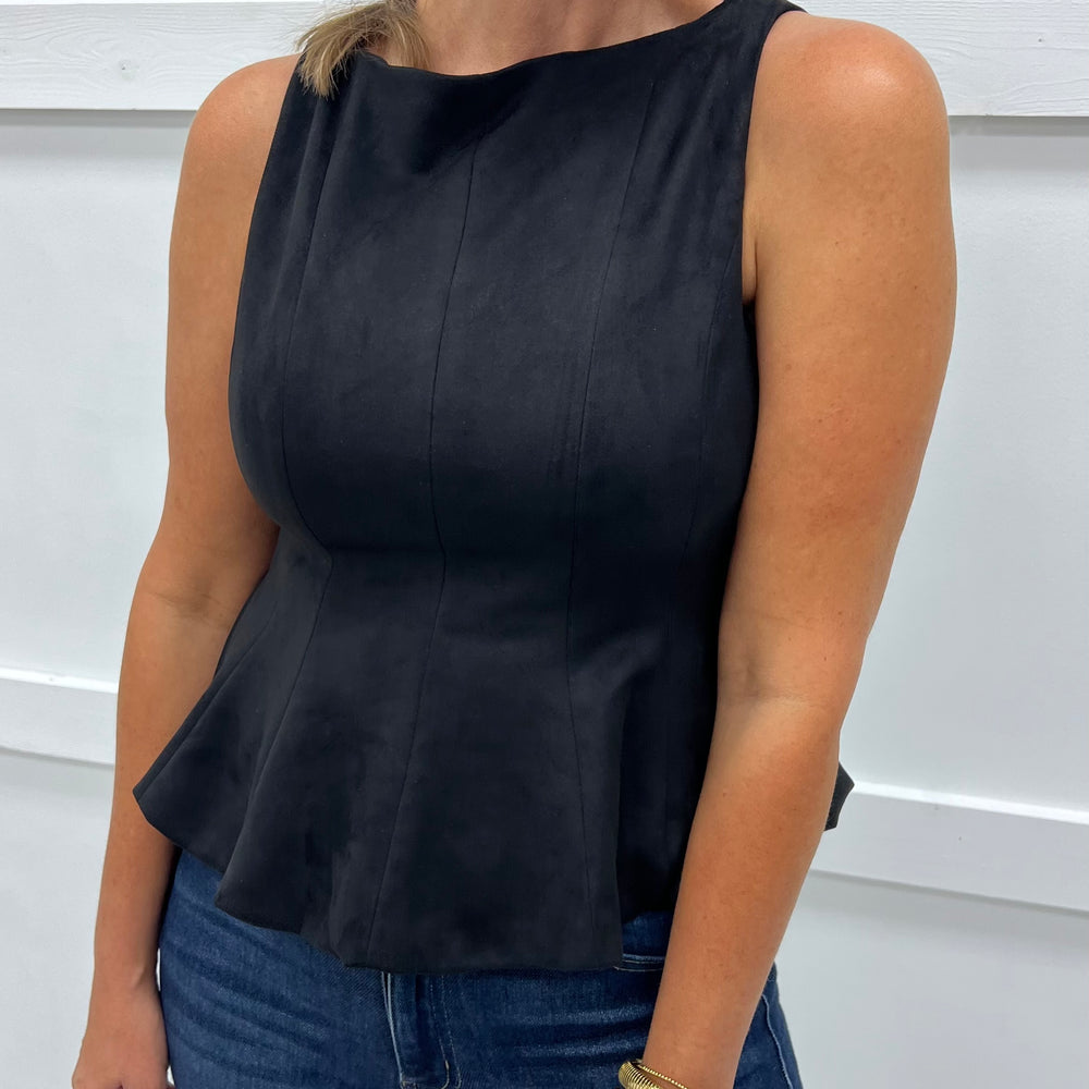 
                  
                    Saylor Suede Top (Black)
                  
                