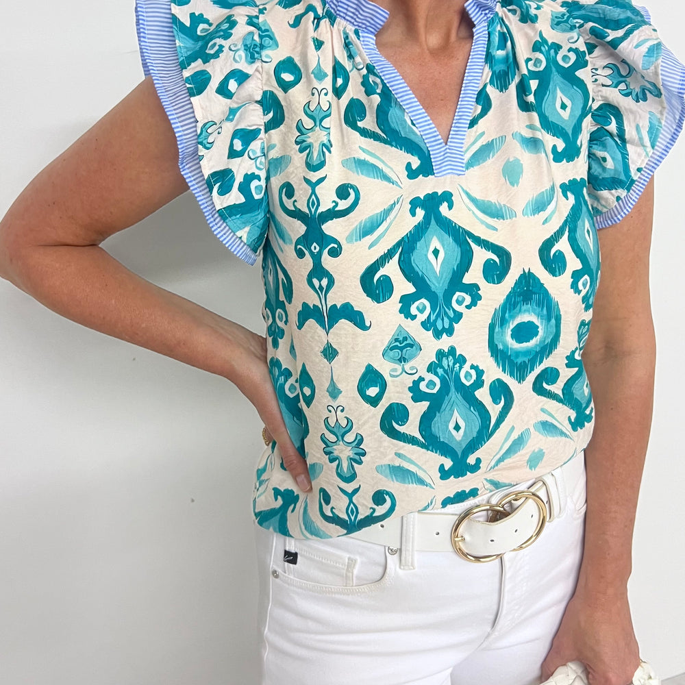 Aqua Illusion Print Top