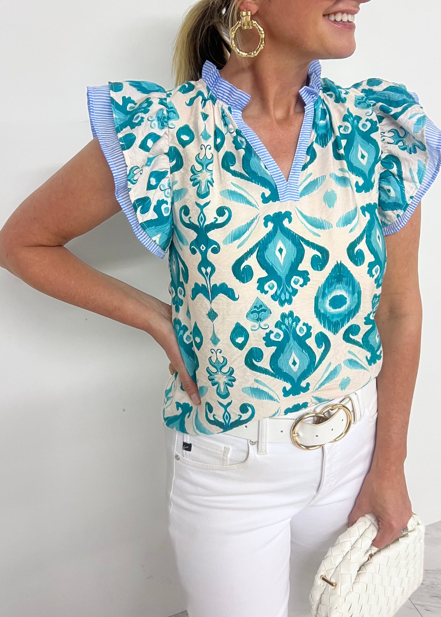 Aqua Illusion Print Top