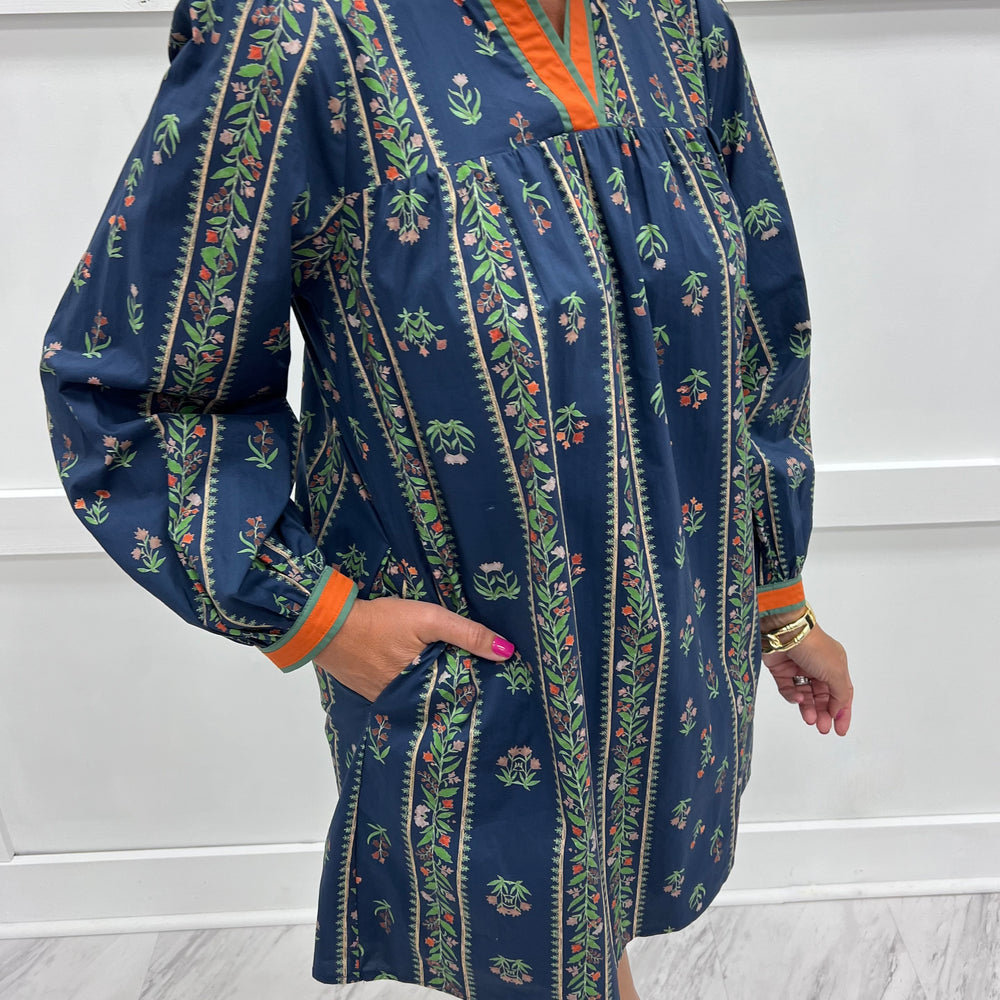 Autumn Social Print V.Neck Dress