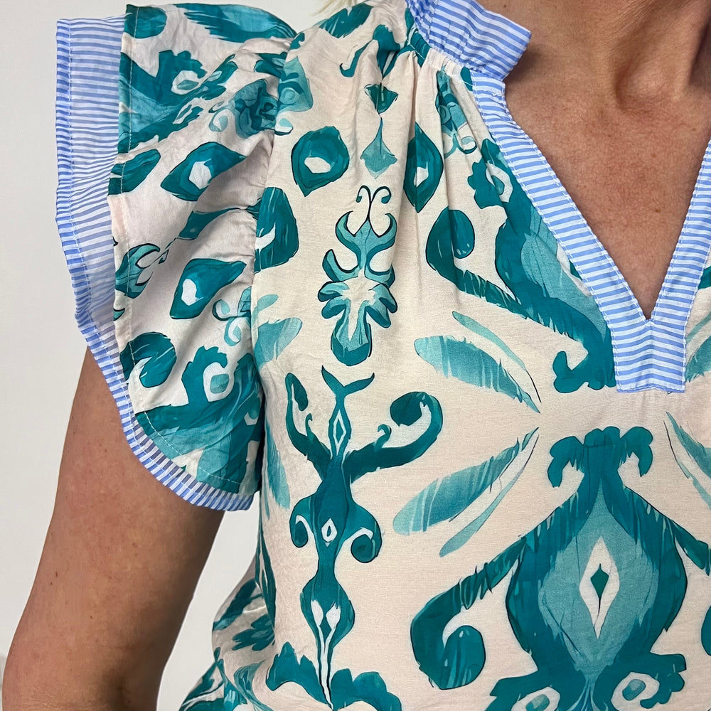 Aqua Illusion Print Top