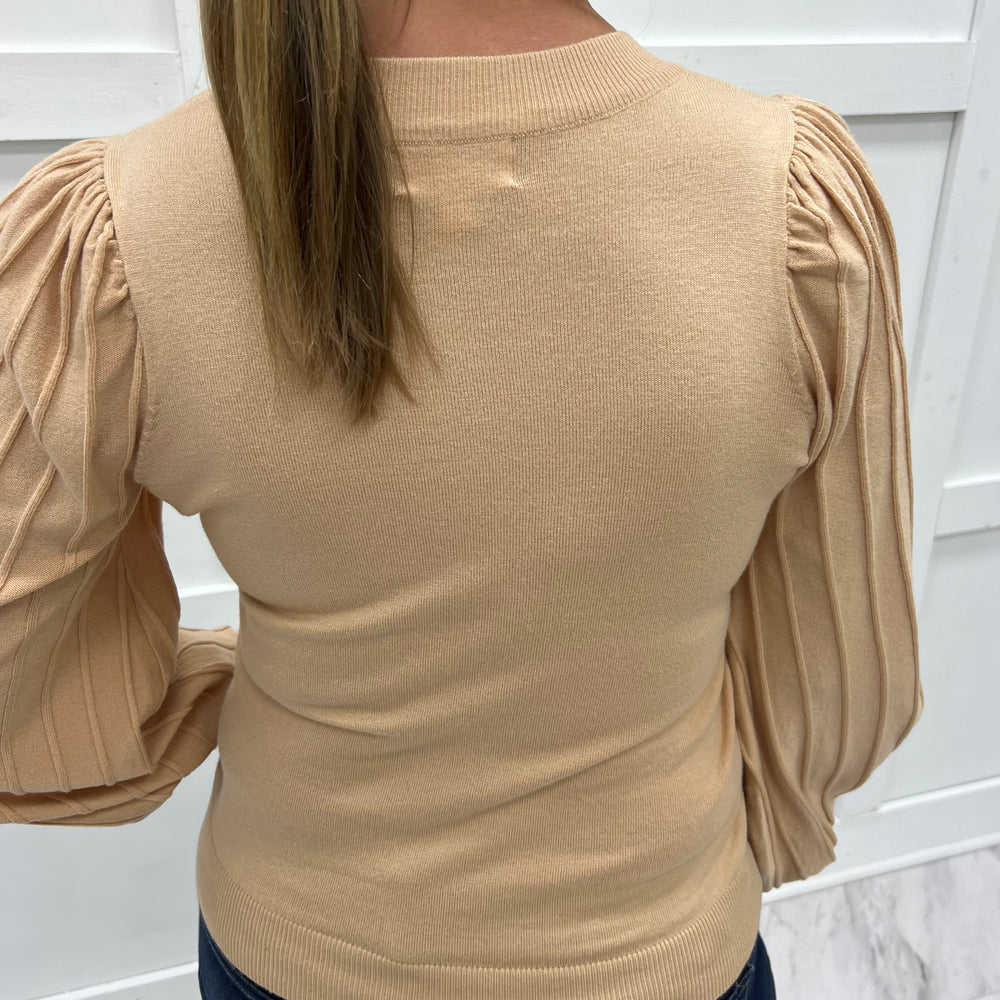 
                  
                    Verona Pleat Sleeve Sweater (Taupe)
                  
                