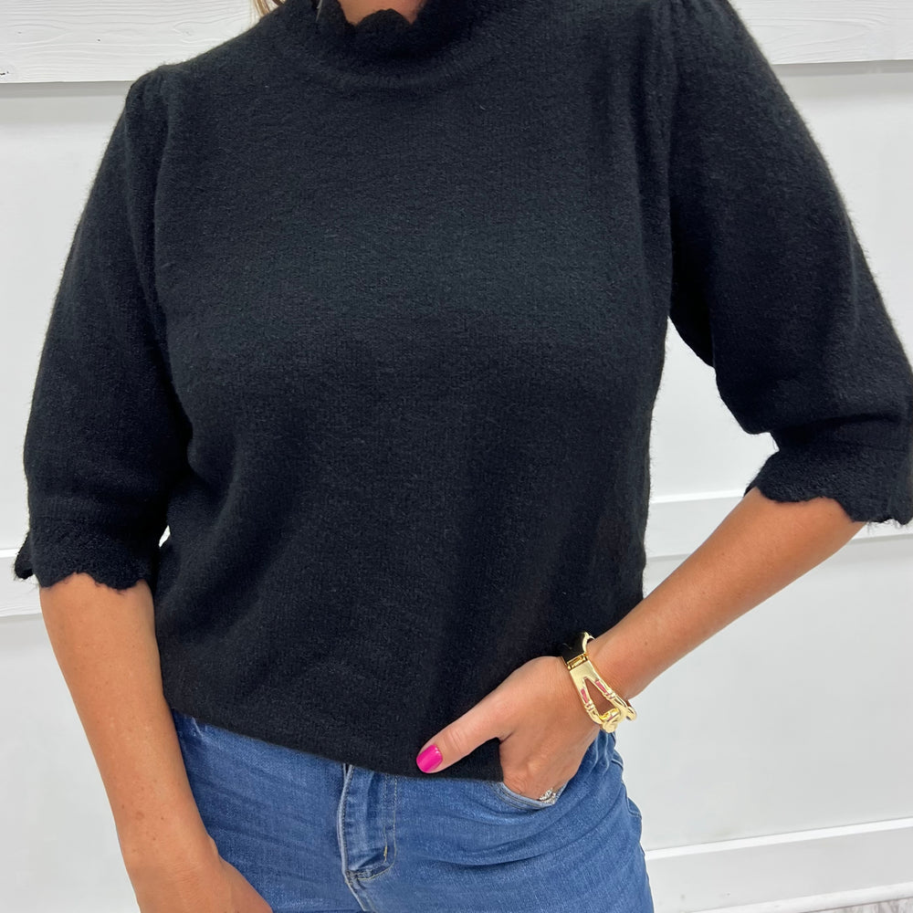 Elevate Scallop Sweater (Black)