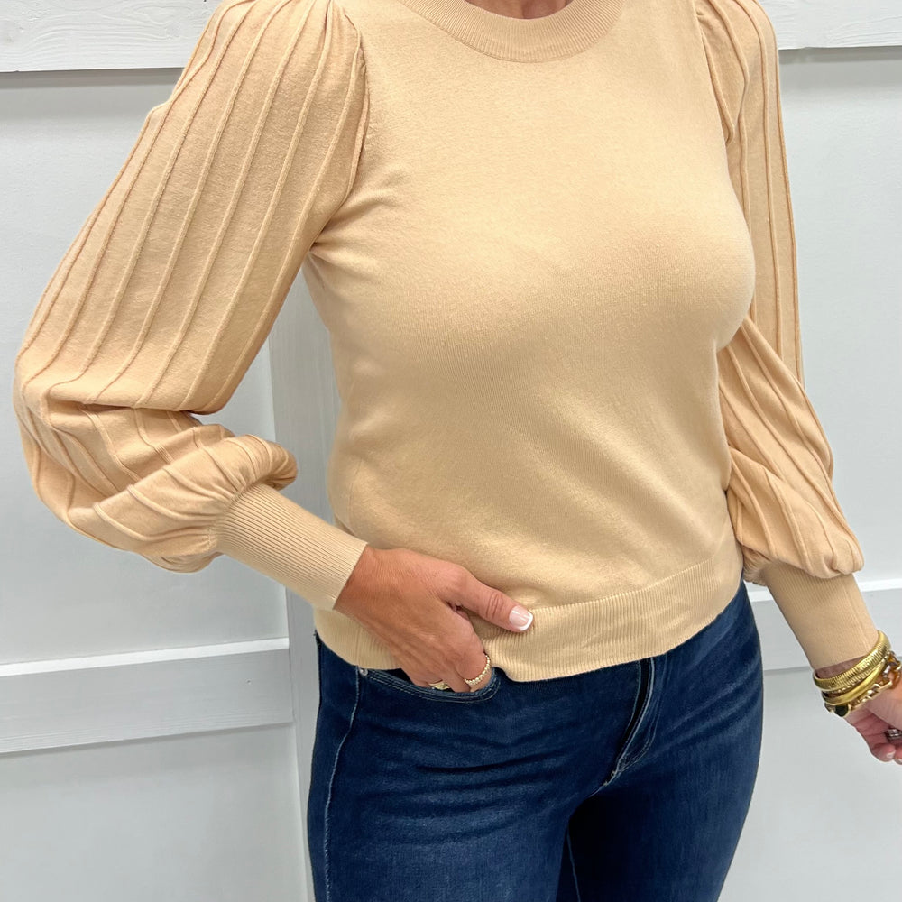 
                  
                    Verona Pleat Sleeve Sweater (Taupe)
                  
                