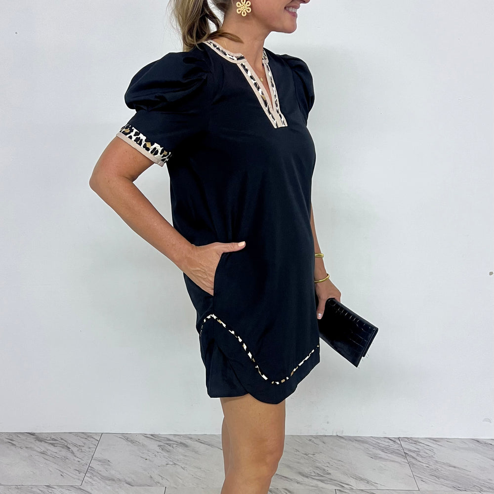 
                  
                    Lila Leopard Trim Dress
                  
                