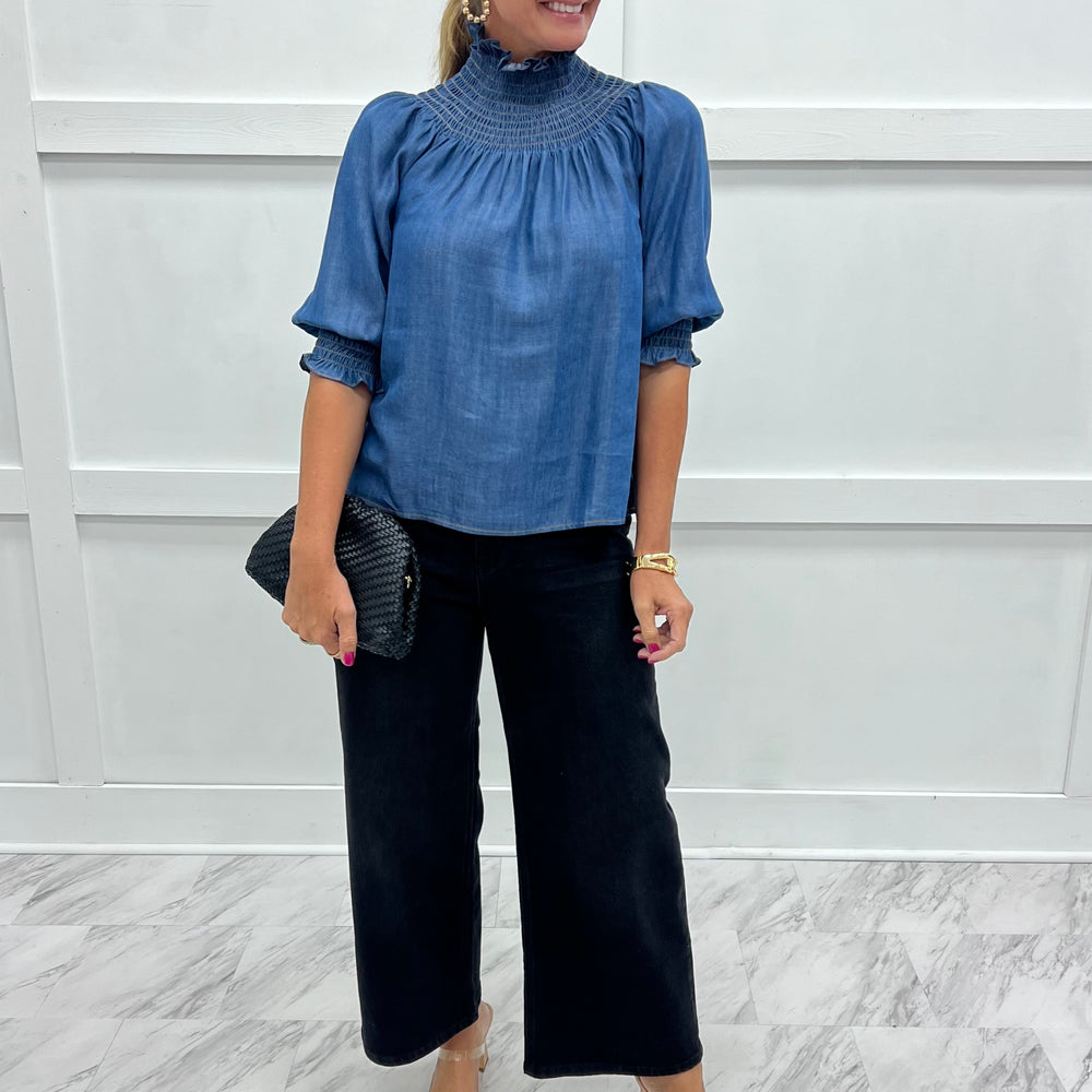 
                  
                    Verity Chambray Smocked Top
                  
                