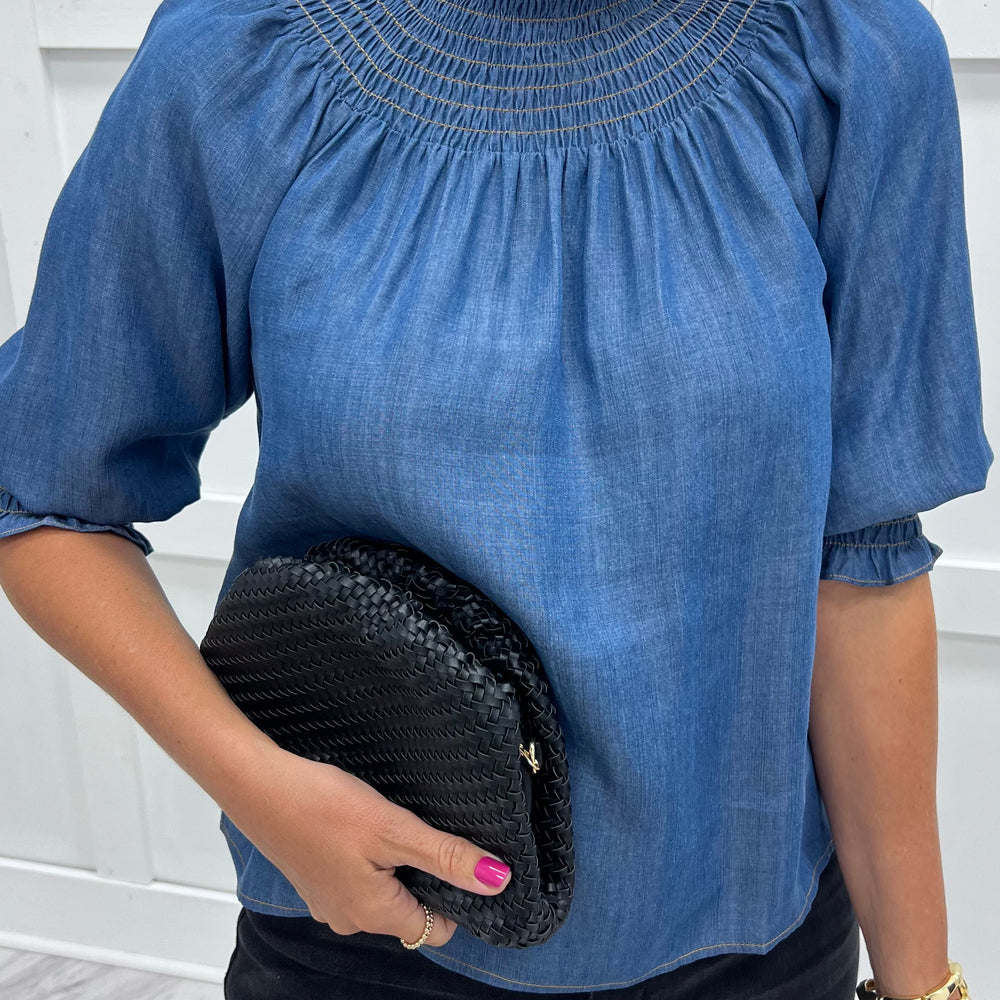 
                  
                    Verity Chambray Smocked Top
                  
                