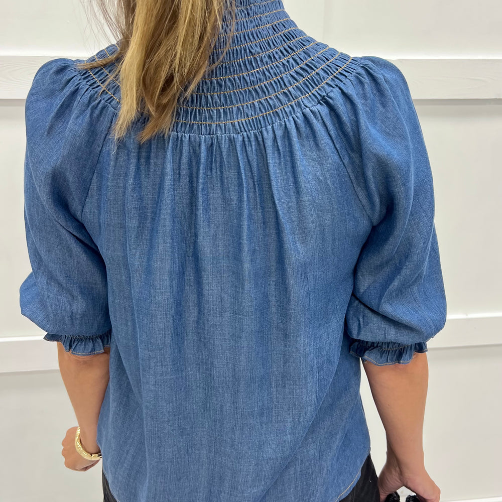 
                  
                    Verity Chambray Smocked Top
                  
                