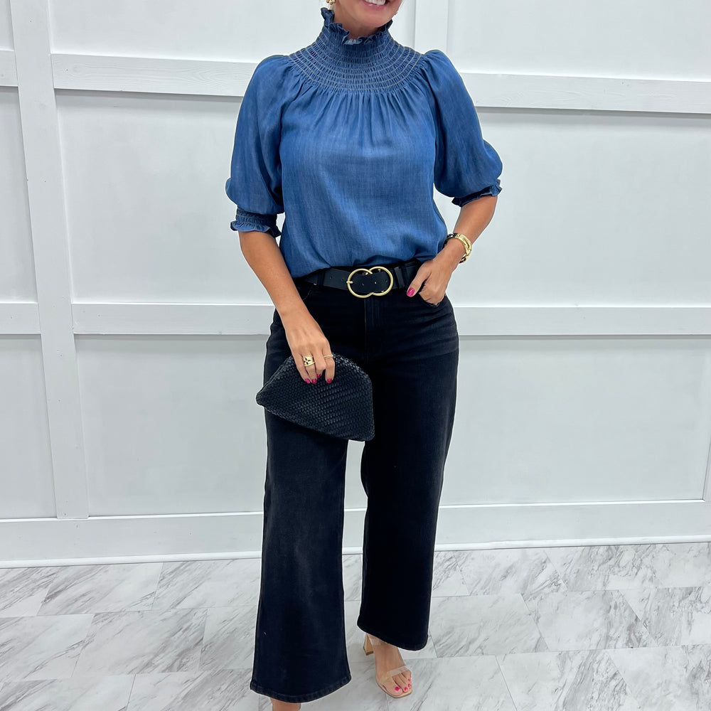
                  
                    Verity Chambray Smocked Top
                  
                