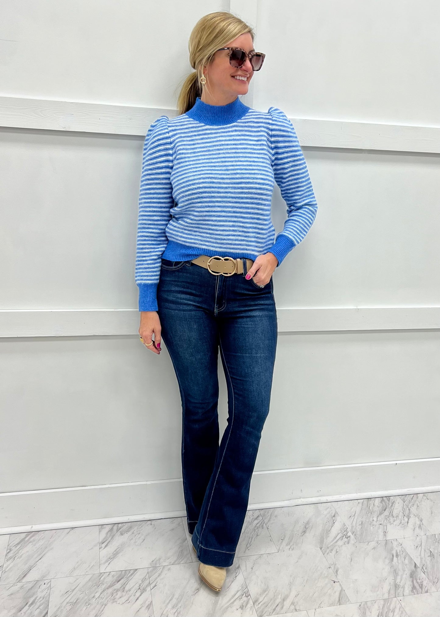 Serafina Stripe Sweater (Blue)