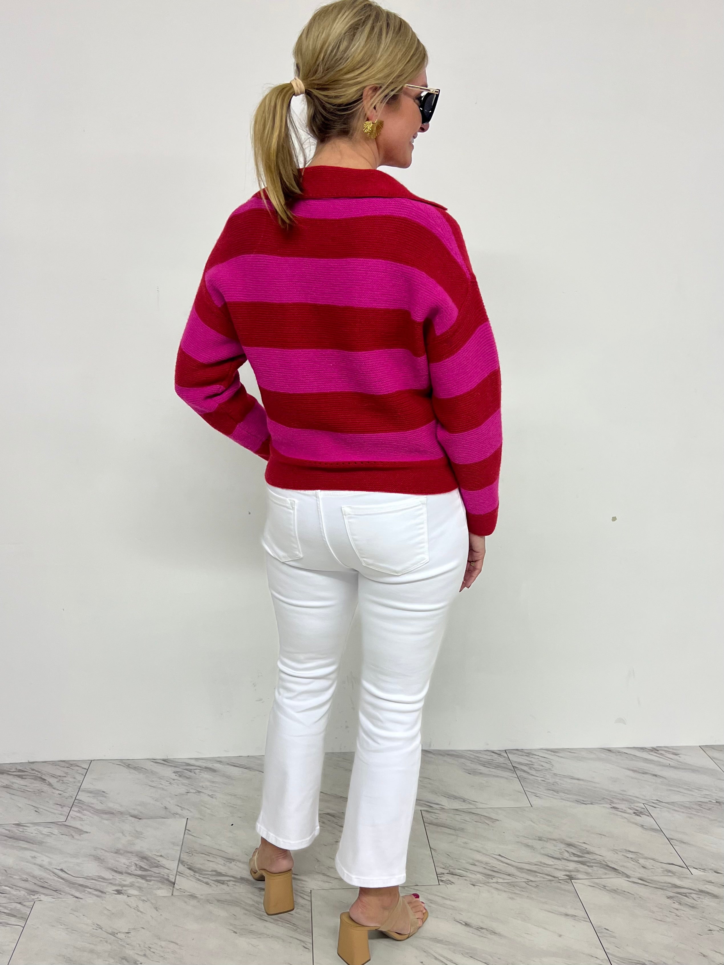 roku 6 BORDER COLLOR KNIT PULLOVER - メルカリ