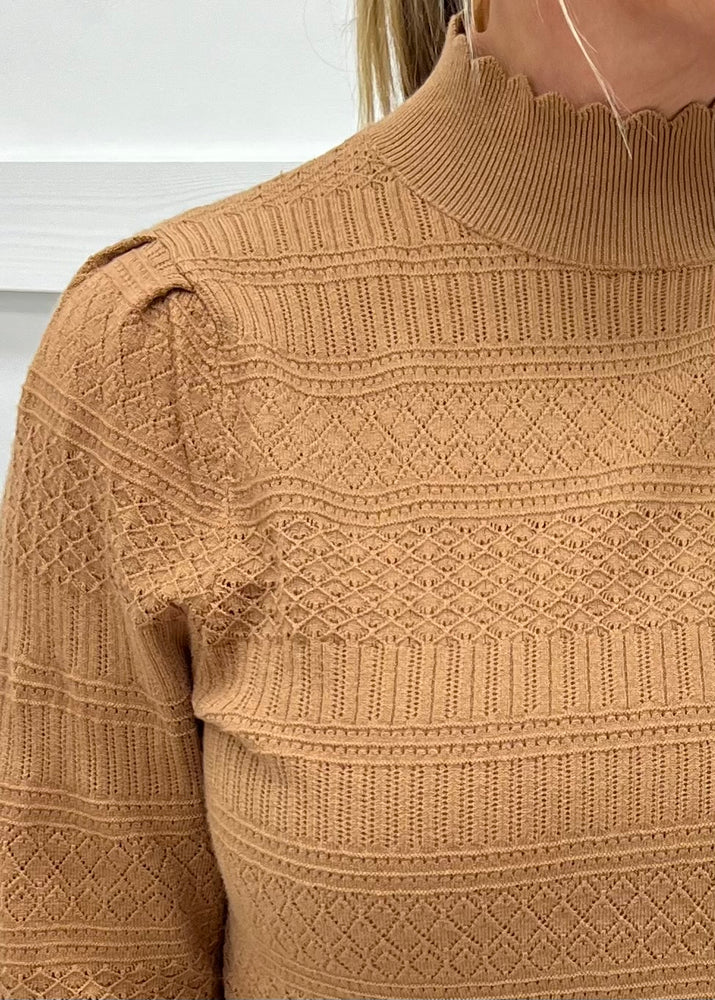 
                  
                    Kennedy Beige Pointelle Mock Neck Top
                  
                