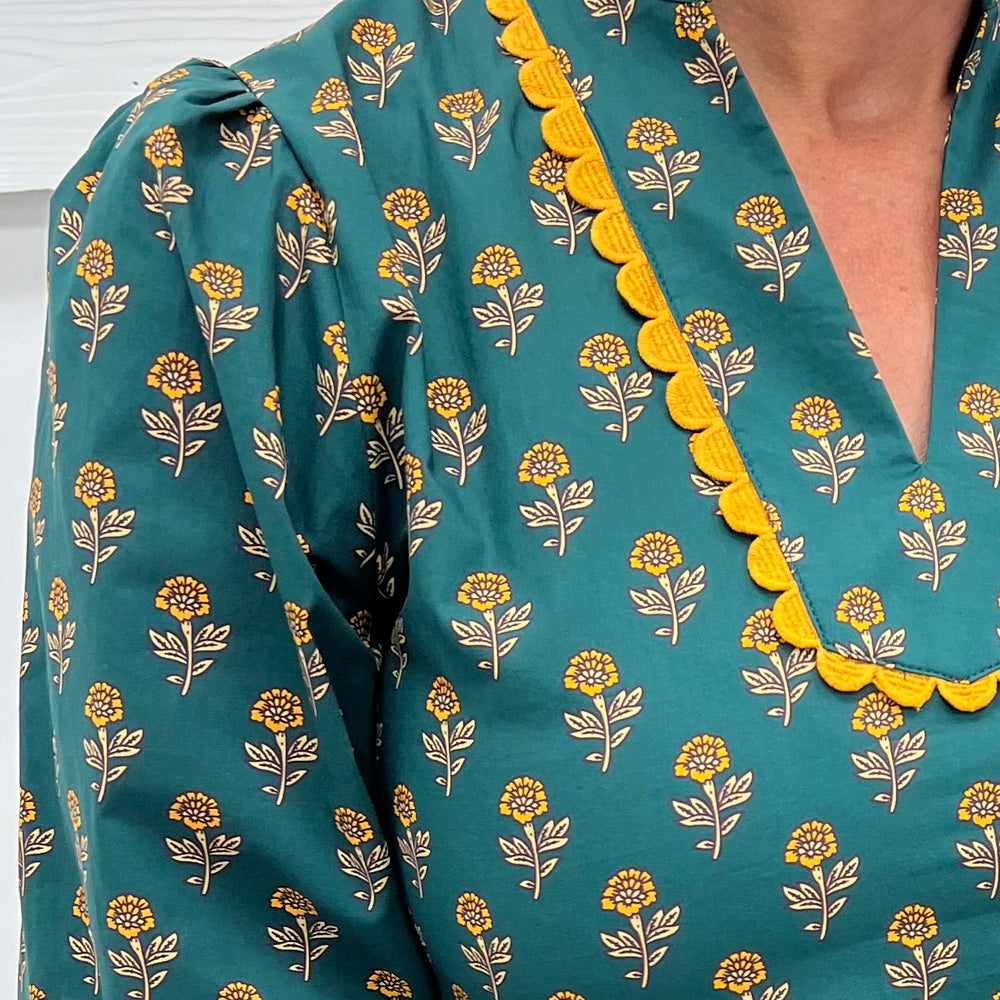 Sadler Print + Scallop Top