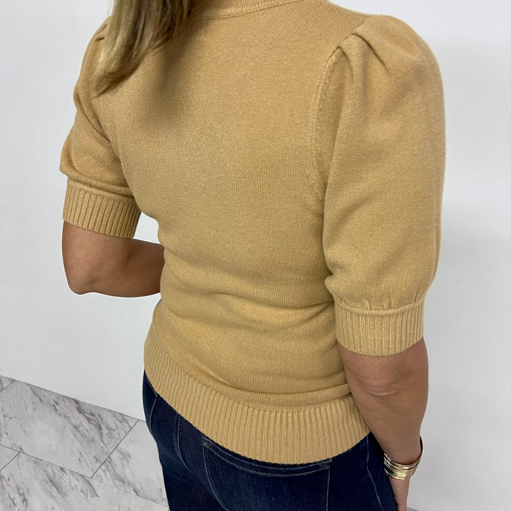 Hazel Camel Short Sleeve Sweater