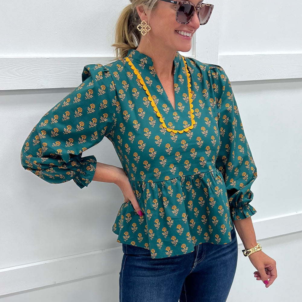 Sadler Print + Scallop Top