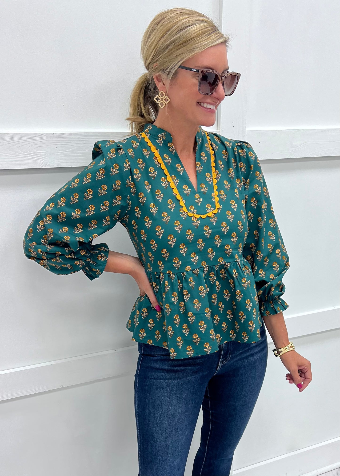 Sadler Print + Scallop Top