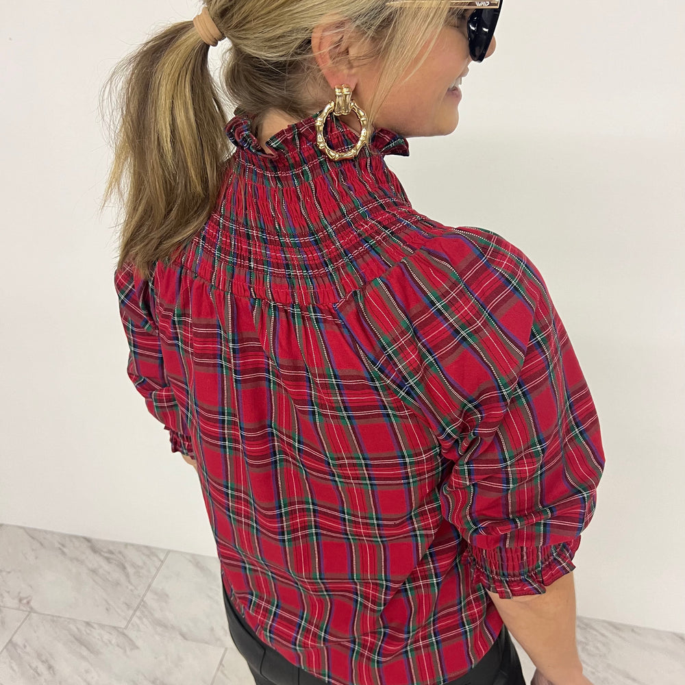 
                  
                    Deck The Halls Smocked Plaid Top (Red)
                  
                