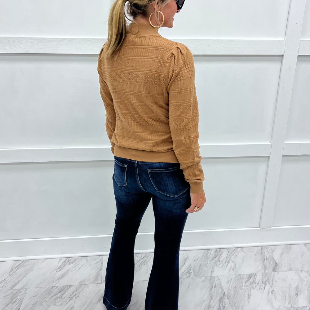 
                  
                    Kennedy Beige Pointelle Mock Neck Top
                  
                