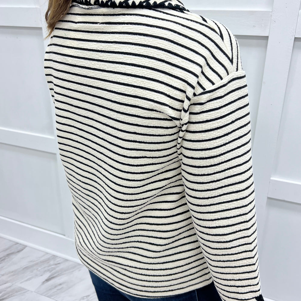 
                  
                    Line By Line Stripe Cowl Neck Top (Ivory)
                  
                