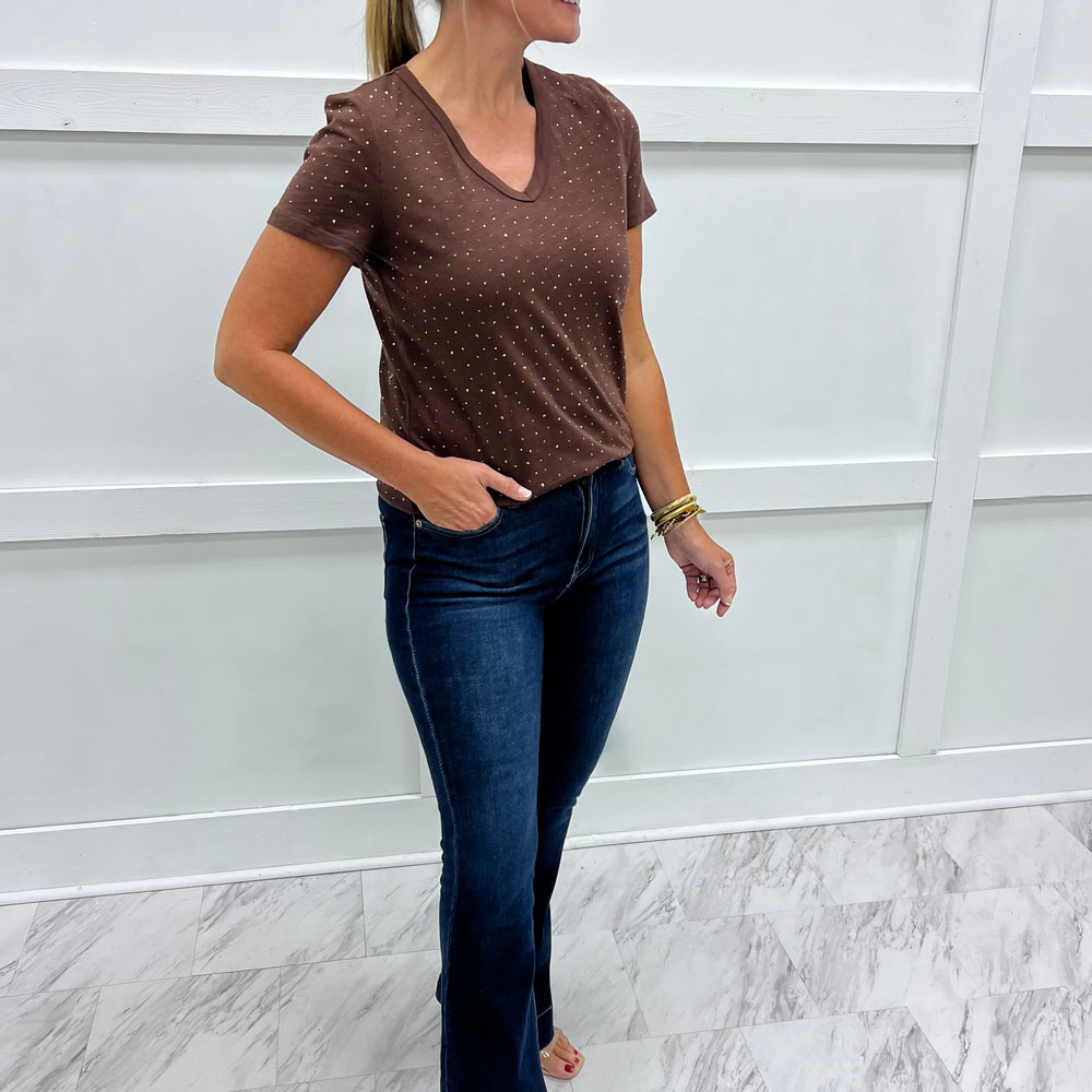 Sophia Studded Top (Chocolate)