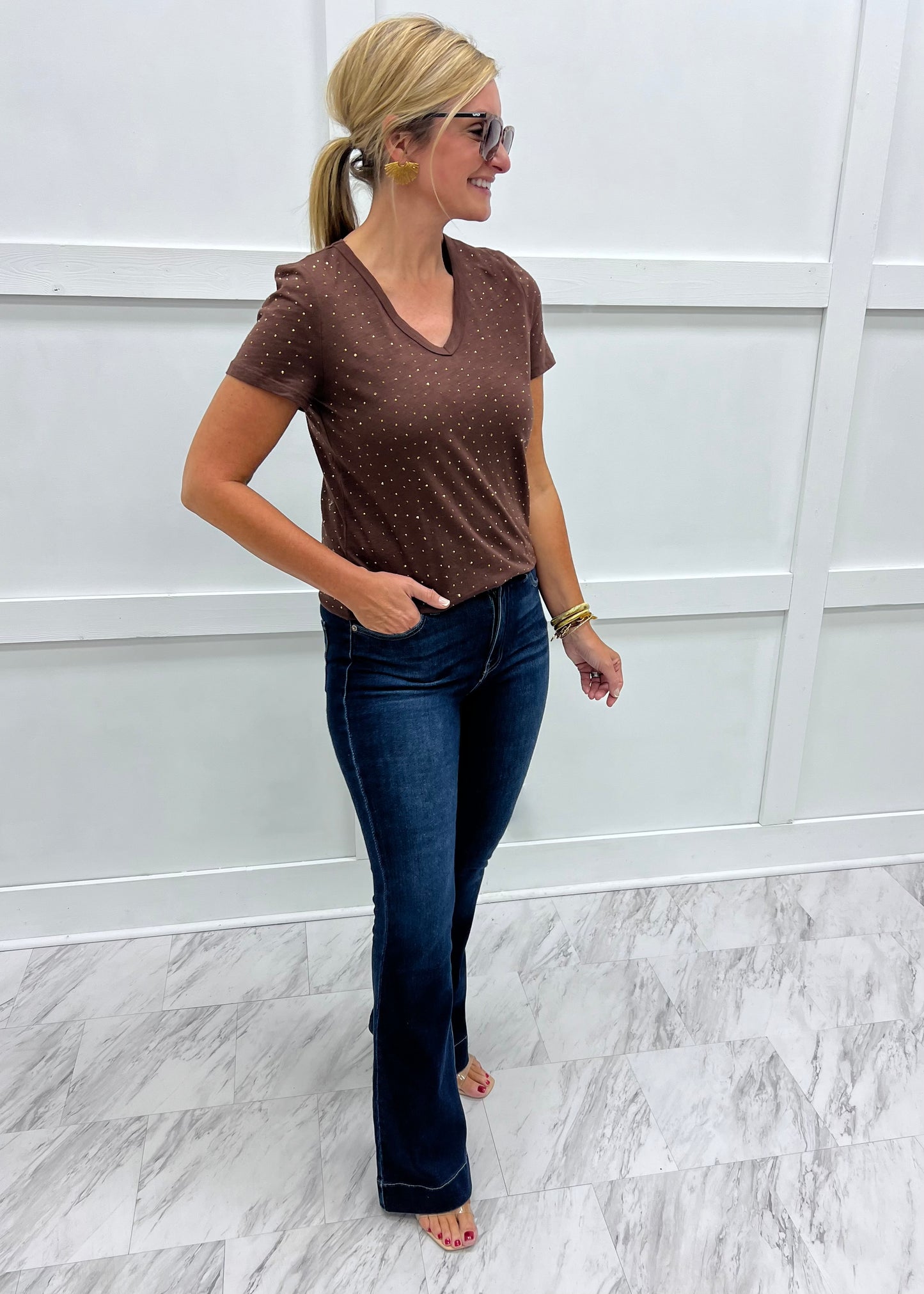 Sophia Studded Top (Chocolate)