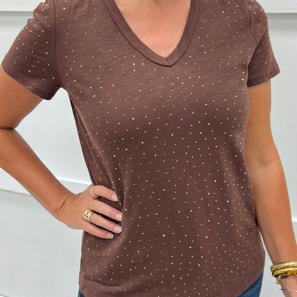 Sophia Studded Top (Chocolate)