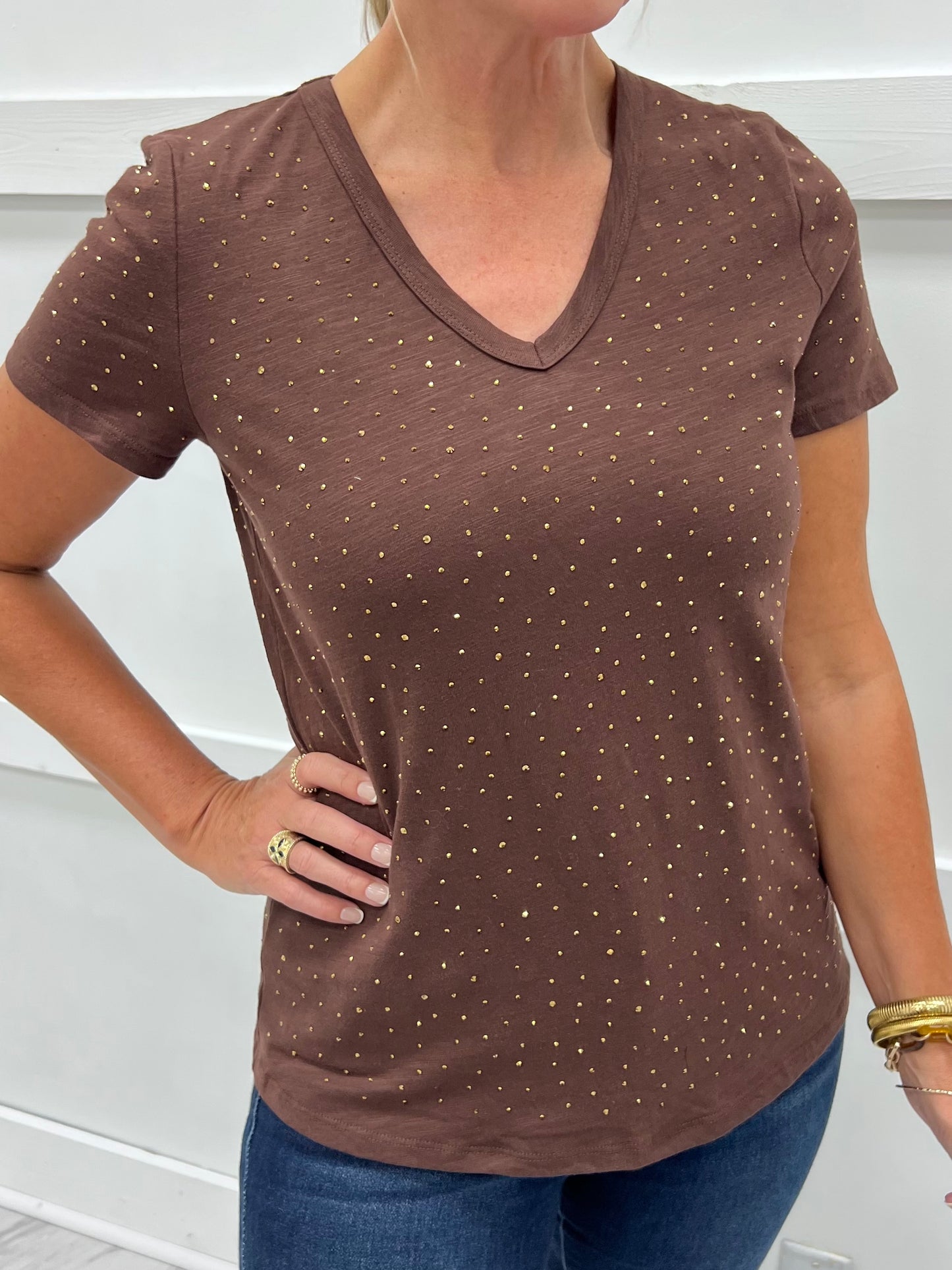 Sophia Studded Top (Chocolate)