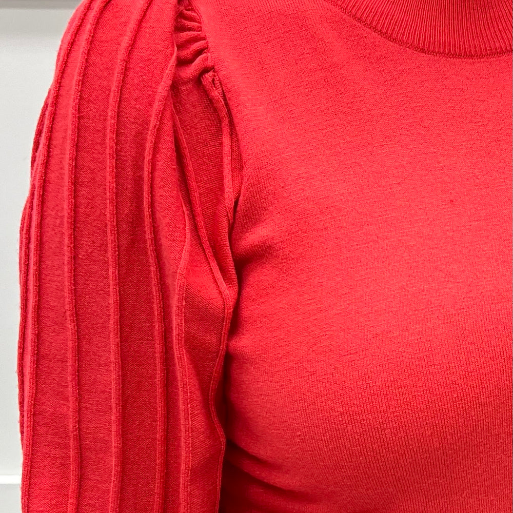 Verona Pleat Sleeve Sweater (Watermelon)