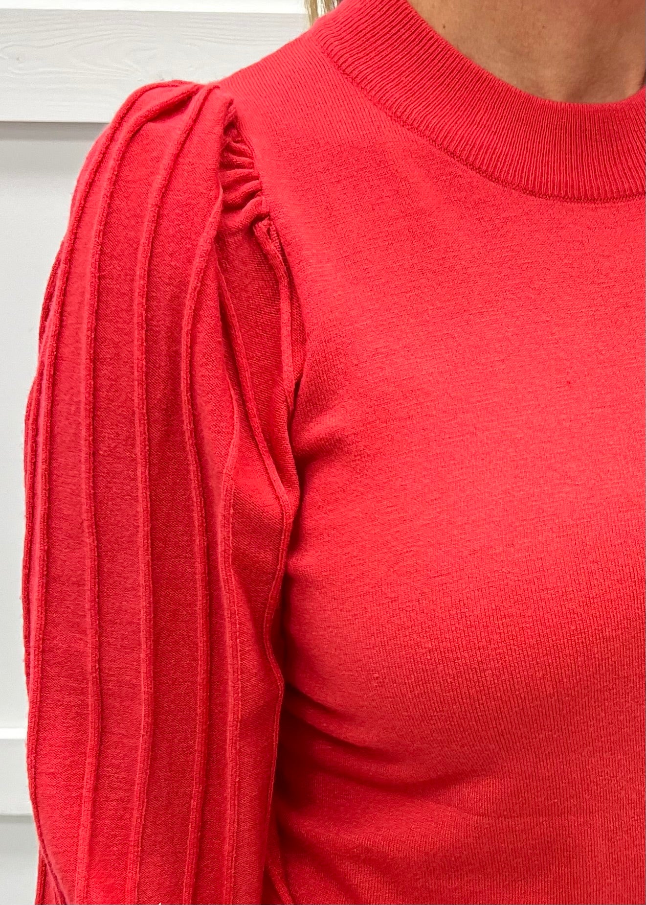 Verona Pleat Sleeve Sweater (Watermelon)