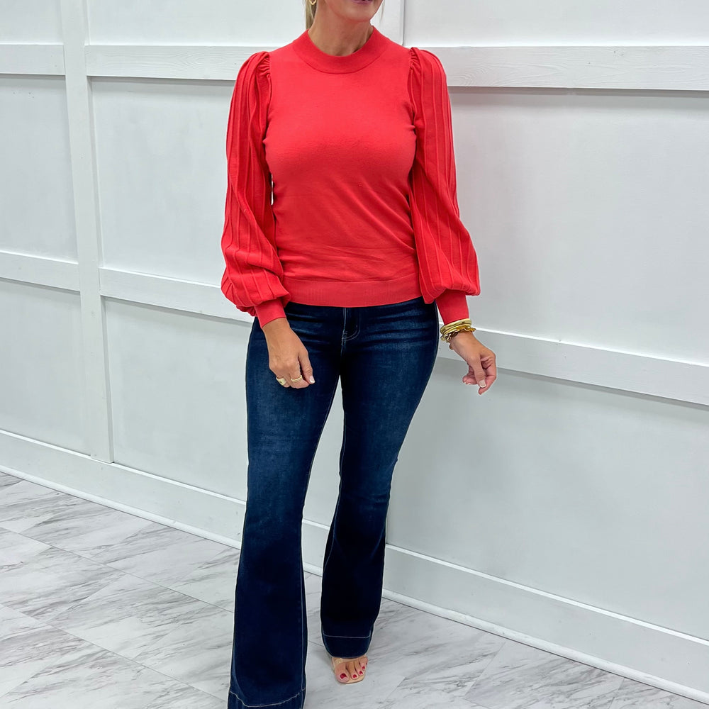
                  
                    Verona Pleat Sleeve Sweater (Watermelon)
                  
                