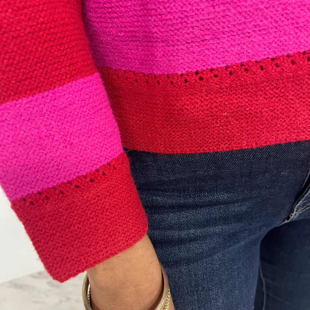 Love Story Stripe + Collar Sweater (Red Mix)