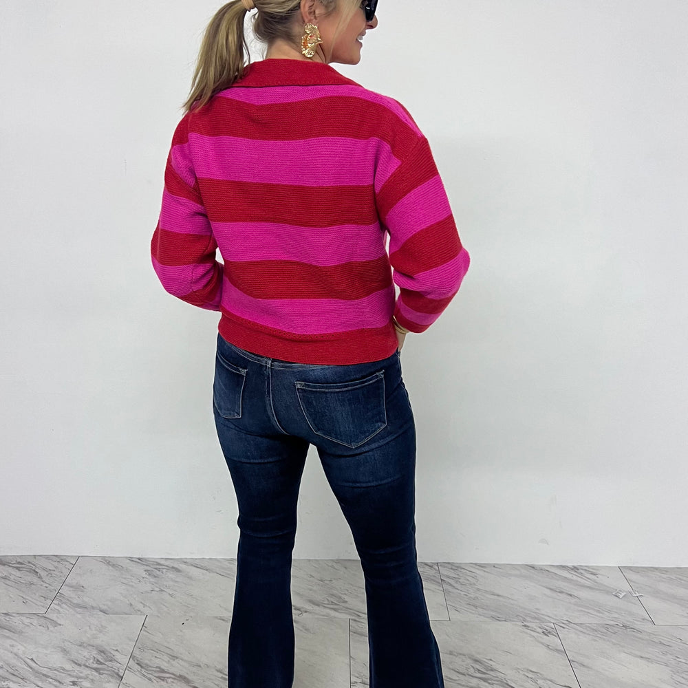 
                  
                    Love Story Stripe + Collar Sweater (Red Mix)
                  
                