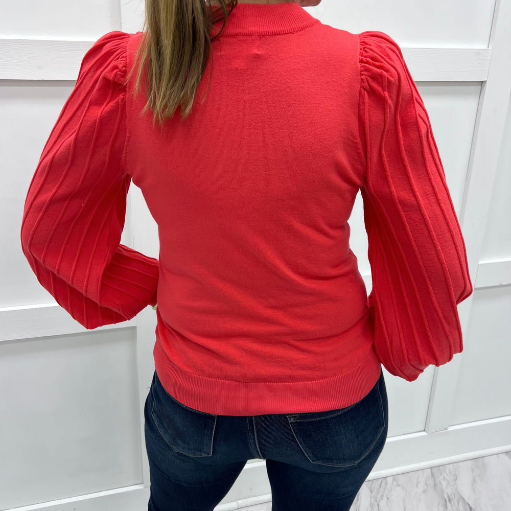 
                  
                    Verona Pleat Sleeve Sweater (Watermelon)
                  
                