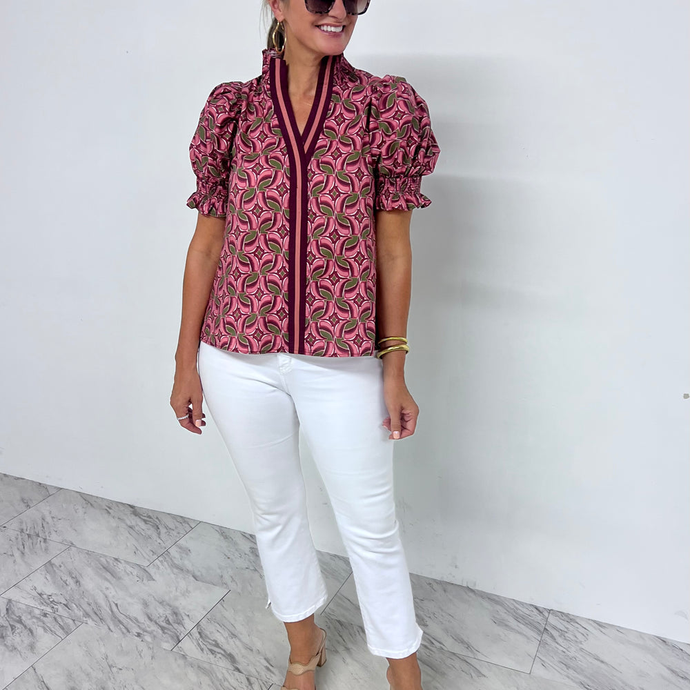 
                  
                    Sabine Print V.Neck Top
                  
                