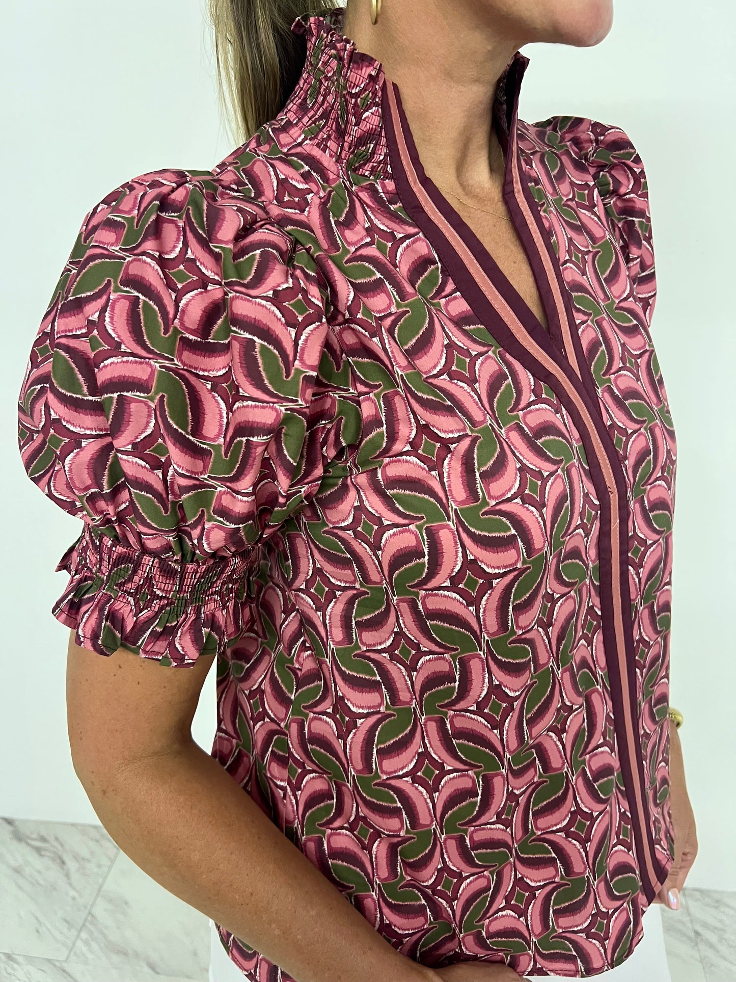 Sabine Print V.Neck Top