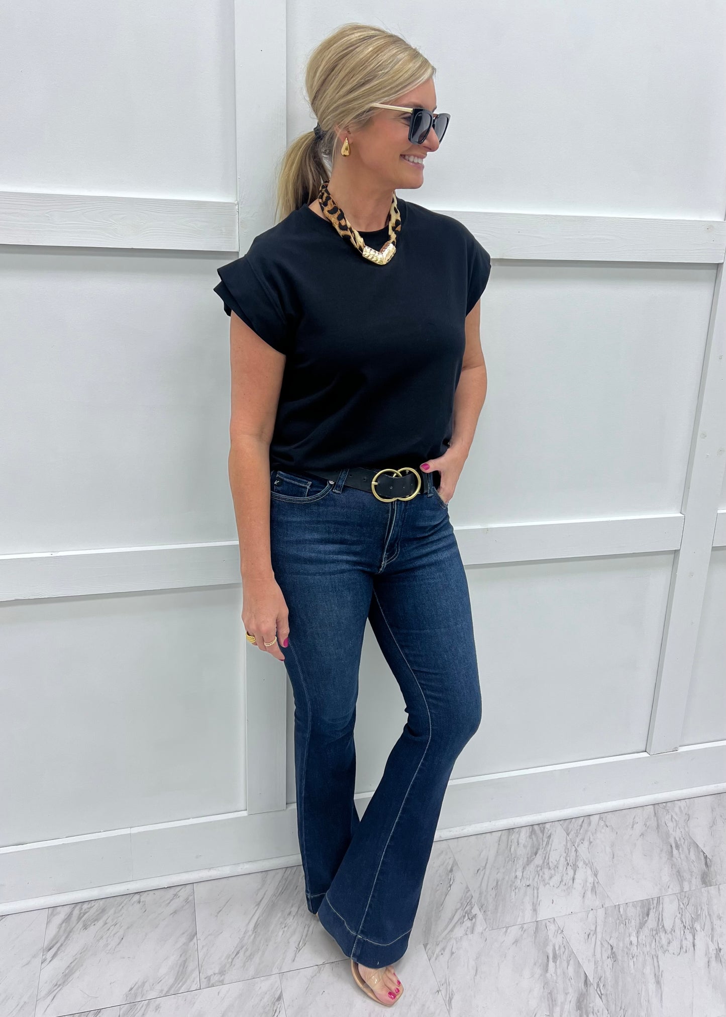 Hayes Short Sleeve Top (Black)