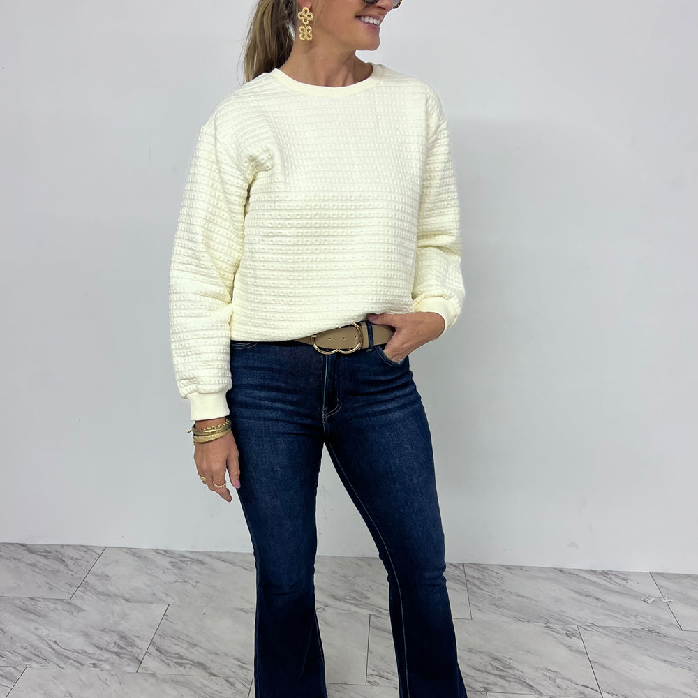 
                  
                    Wish Long Sleeve Textured Top (Cream)
                  
                