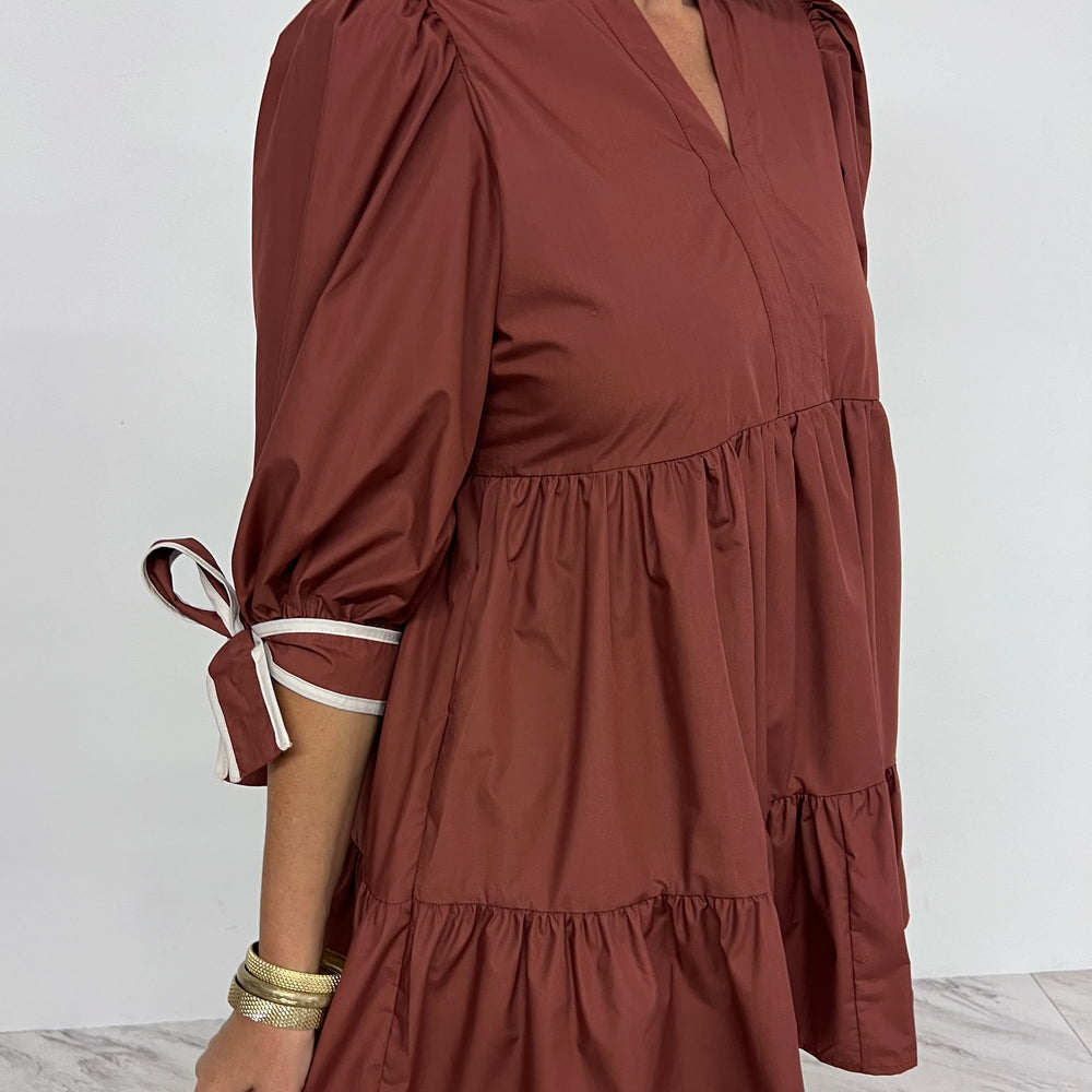 
                  
                    Astoria Tie Sleeve Dress (Chestnut)
                  
                