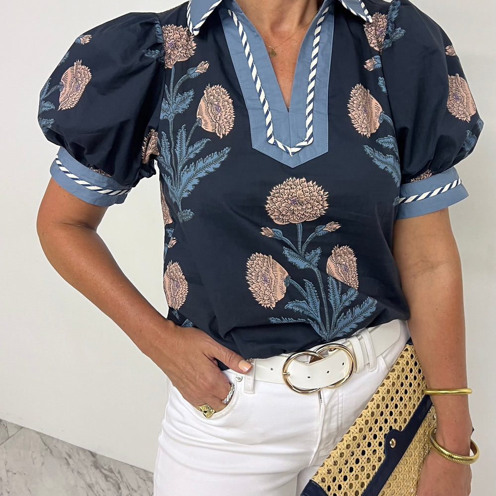Fallon Flower + Stripe Top