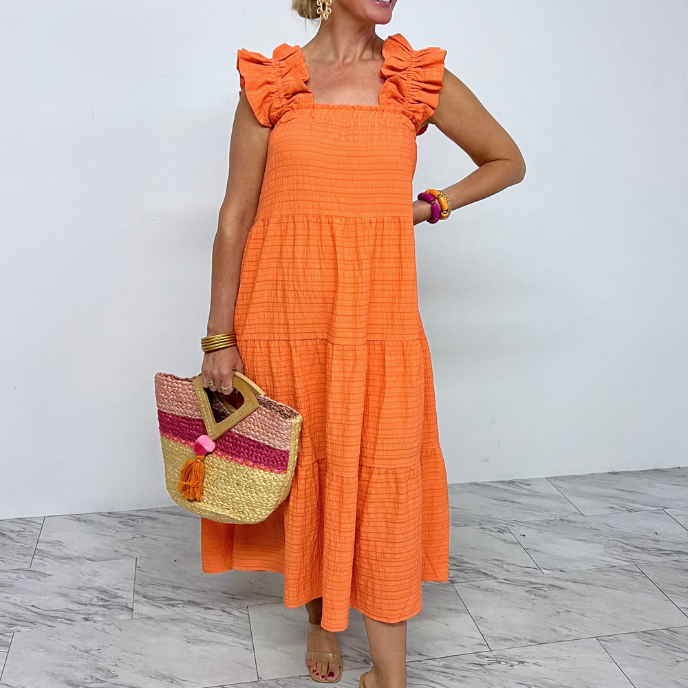 
                  
                    Tylee Textured Maxi Dress (Coral)
                  
                