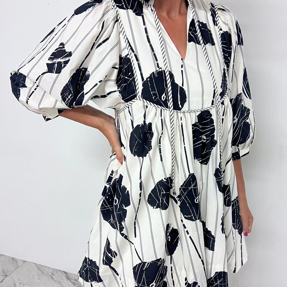 Autumn Air B + W Dress- FINAL SALE