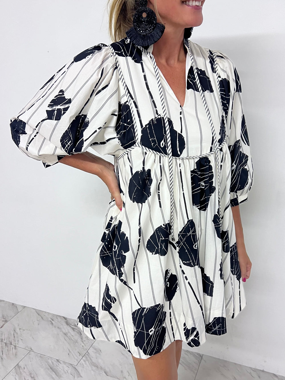 Autumn Air B + W Dress- FINAL SALE