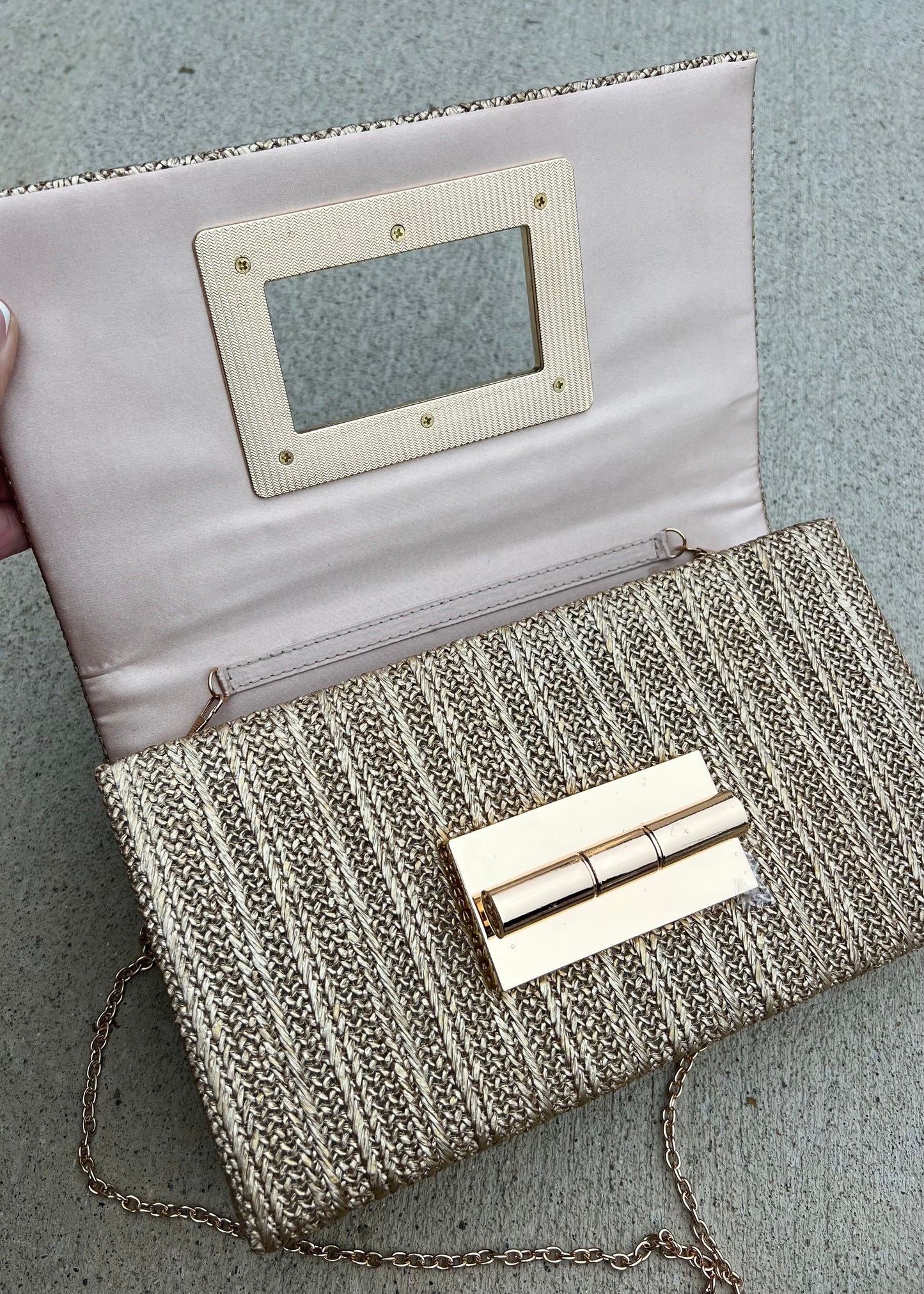 Lillian Lock Gold Clutch
