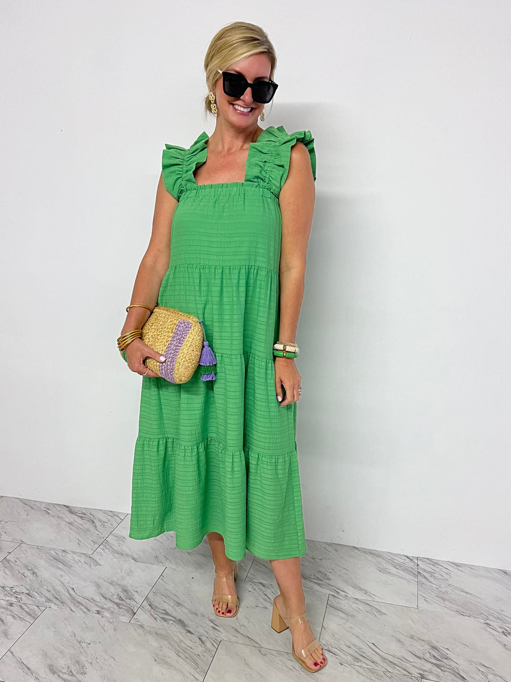 Tylee Textured Maxi Dress (Green)