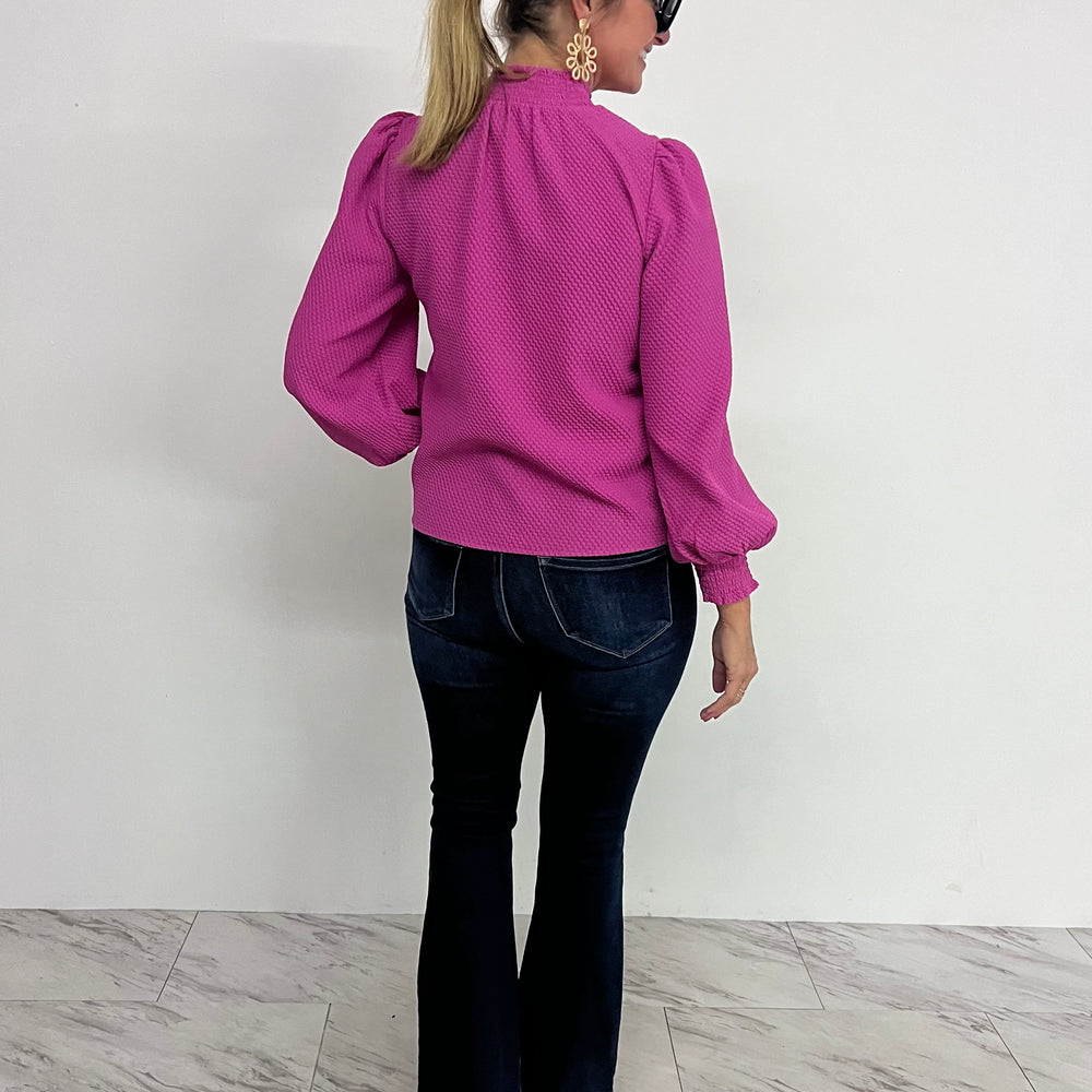 
                  
                    La La Long Sleeve Textured Top (Pink)
                  
                