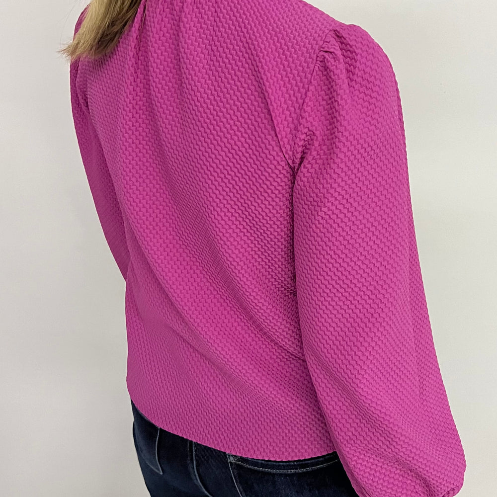 
                  
                    La La Long Sleeve Textured Top (Pink)
                  
                