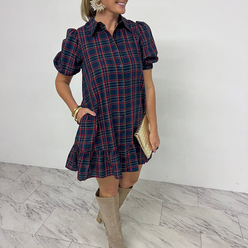 
                  
                    Under The Mistletoe Plaid Dress
                  
                