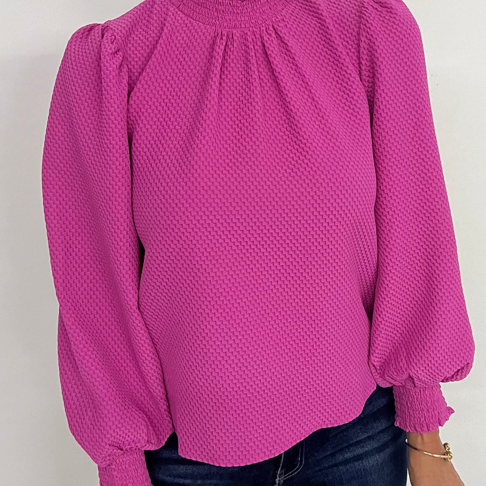 
                  
                    La La Long Sleeve Textured Top (Pink)
                  
                