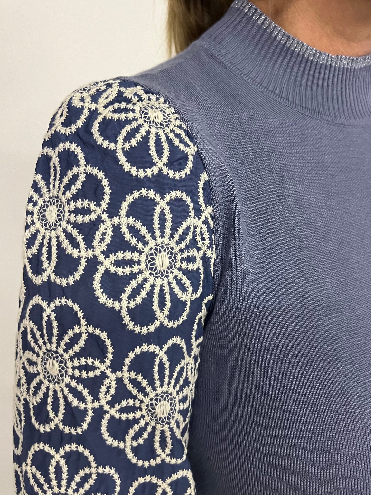 Autumn Flower Blue Sweater - FINAL SALE