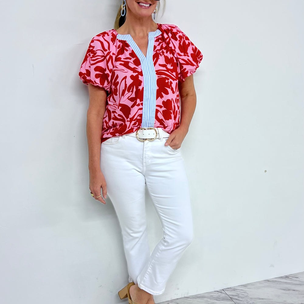 Happiness Floral + Stripe Top